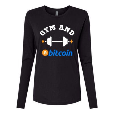 Gym And Bitcoin Fun Crypto Gym Wear Bitcoin Gym Bodybuilding Womens Cotton Relaxed Long Sleeve T-Shirt