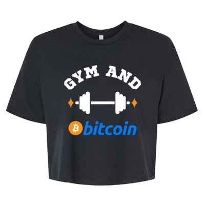 Gym And Bitcoin Fun Crypto Gym Wear Bitcoin Gym Bodybuilding Bella+Canvas Jersey Crop Tee