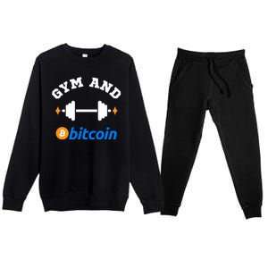 Gym And Bitcoin Fun Crypto Gym Wear Bitcoin Gym Bodybuilding Premium Crewneck Sweatsuit Set