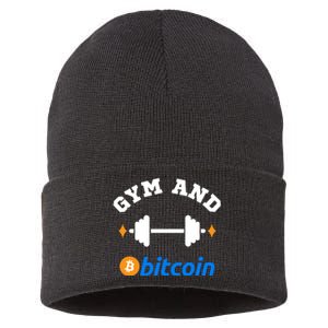 Gym And Bitcoin Fun Crypto Gym Wear Bitcoin Gym Bodybuilding Sustainable Knit Beanie