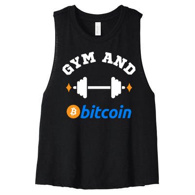 Gym And Bitcoin Fun Crypto Gym Wear Bitcoin Gym Bodybuilding Women's Racerback Cropped Tank