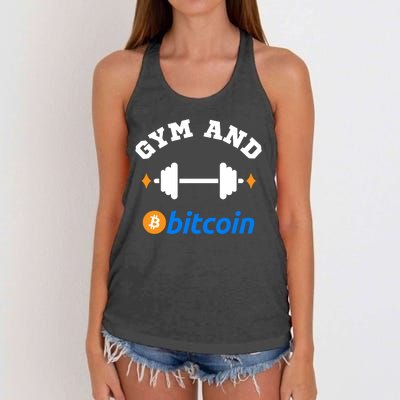 Gym And Bitcoin Fun Crypto Gym Wear Bitcoin Gym Bodybuilding Women's Knotted Racerback Tank