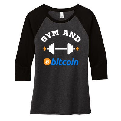 Gym And Bitcoin Fun Crypto Gym Wear Bitcoin Gym Bodybuilding Women's Tri-Blend 3/4-Sleeve Raglan Shirt