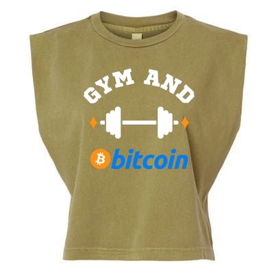 Gym And Bitcoin Fun Crypto Gym Wear Bitcoin Gym Bodybuilding Garment-Dyed Women's Muscle Tee