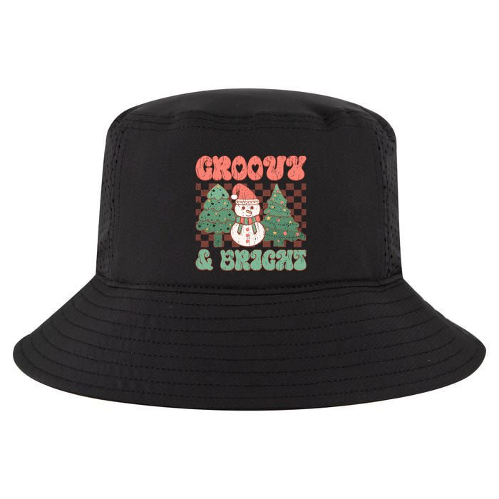 Groovy And Bright Snowman Christmas Tree Cool Comfort Performance Bucket Hat