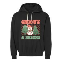 Groovy And Bright Snowman Christmas Tree Garment-Dyed Fleece Hoodie