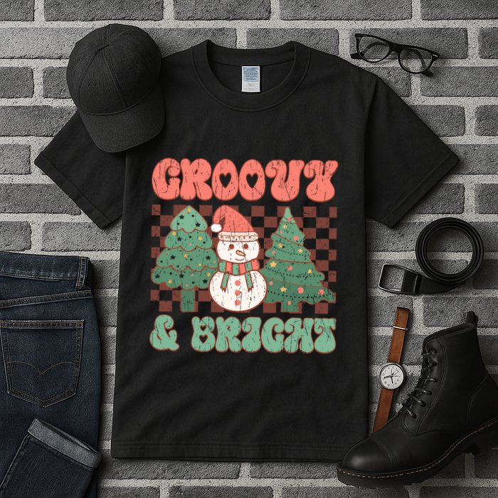 Groovy And Bright Snowman Christmas Tree Tall T-Shirt