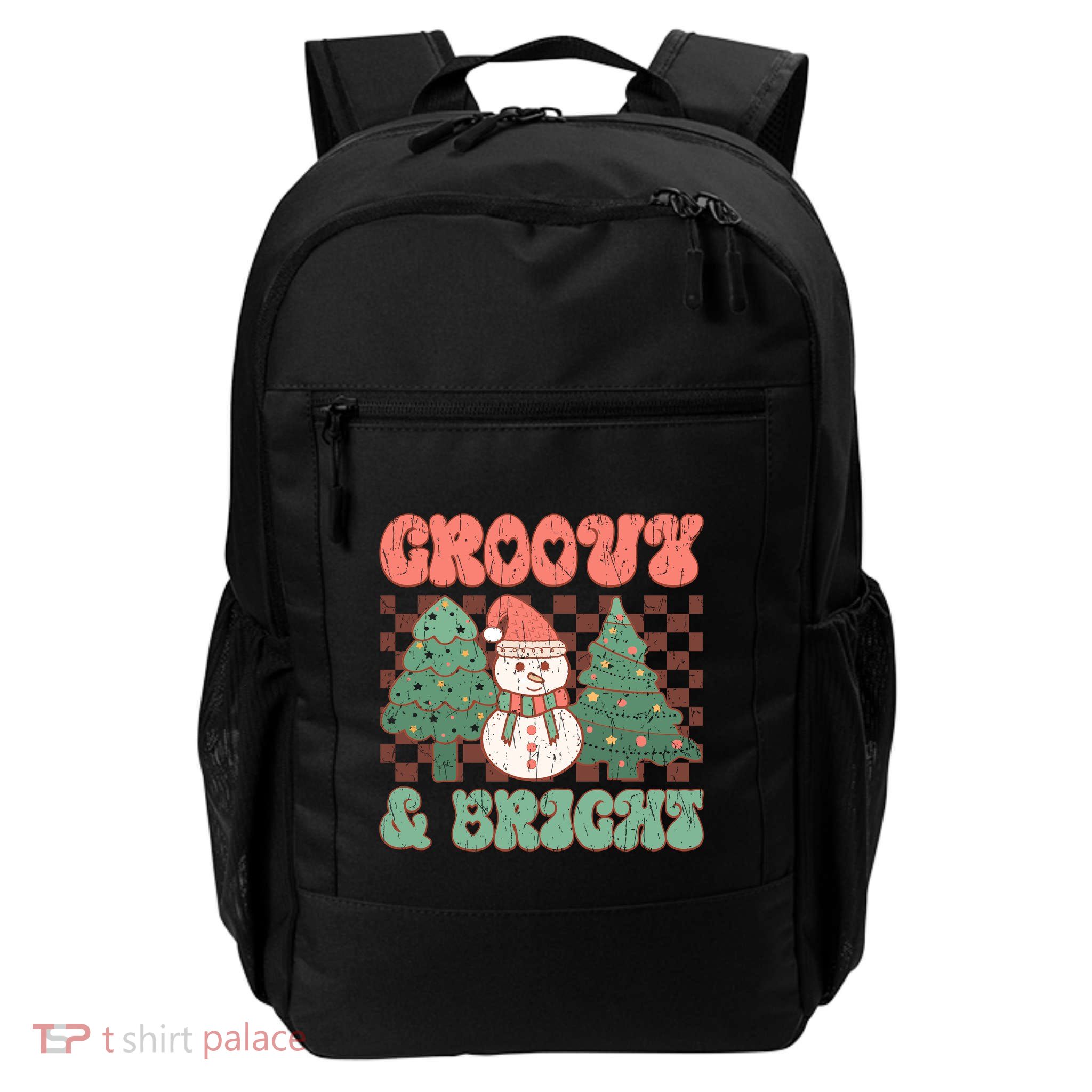 Groovy And Bright Snowman Christmas Tree Daily Commute Backpack