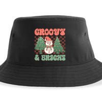Groovy And Bright Snowman Christmas Tree Sustainable Bucket Hat