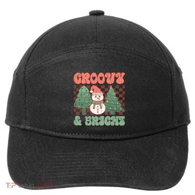 Groovy And Bright Snowman Christmas Tree 7-Panel Snapback Hat