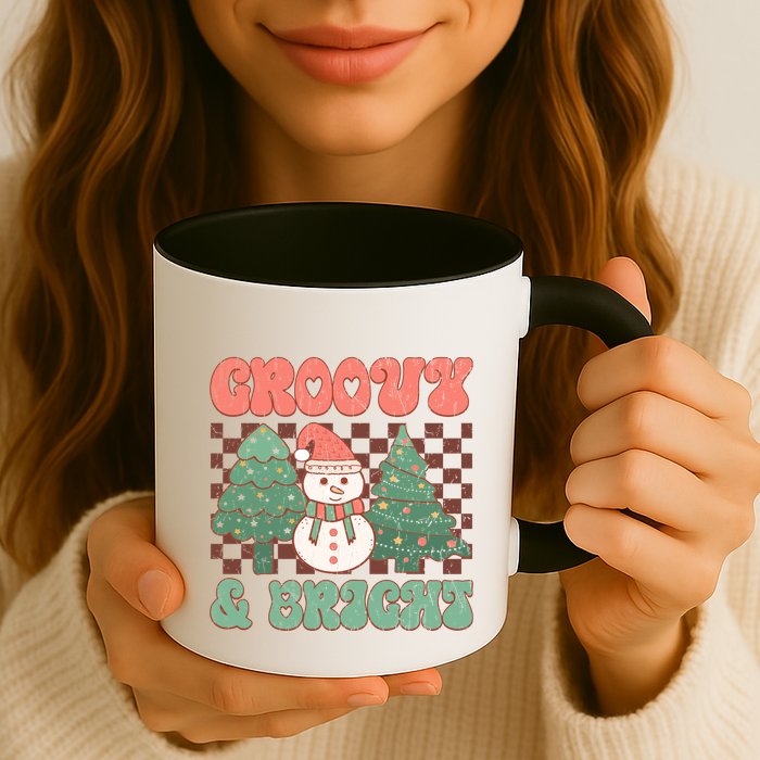 Groovy And Bright Snowman Christmas Tree Mug