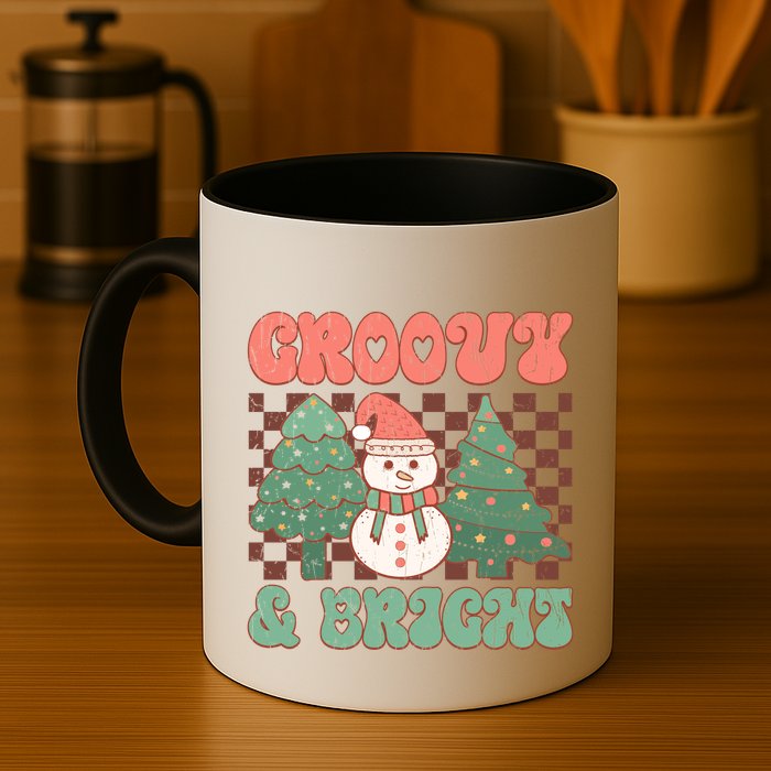 Groovy And Bright Snowman Christmas Tree Mug