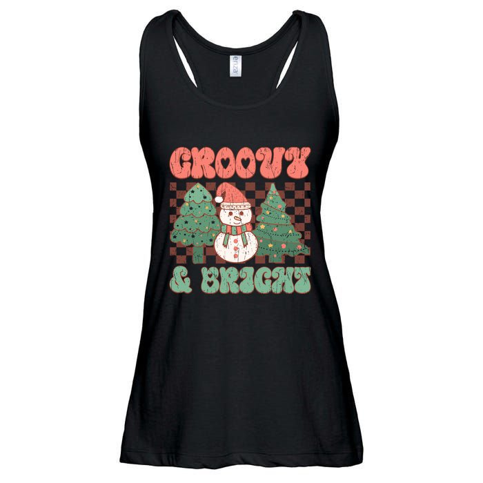 Groovy And Bright Snowman Christmas Tree Ladies Essential Flowy Tank