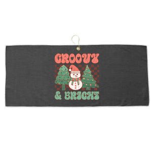 Groovy And Bright Snowman Christmas Tree Large Microfiber Waffle Golf Towel