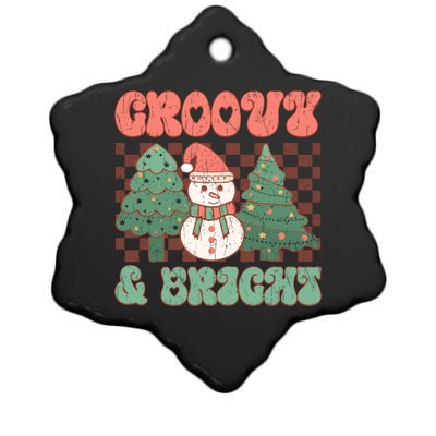 Groovy And Bright Snowman Christmas Tree Ceramic Star Ornament