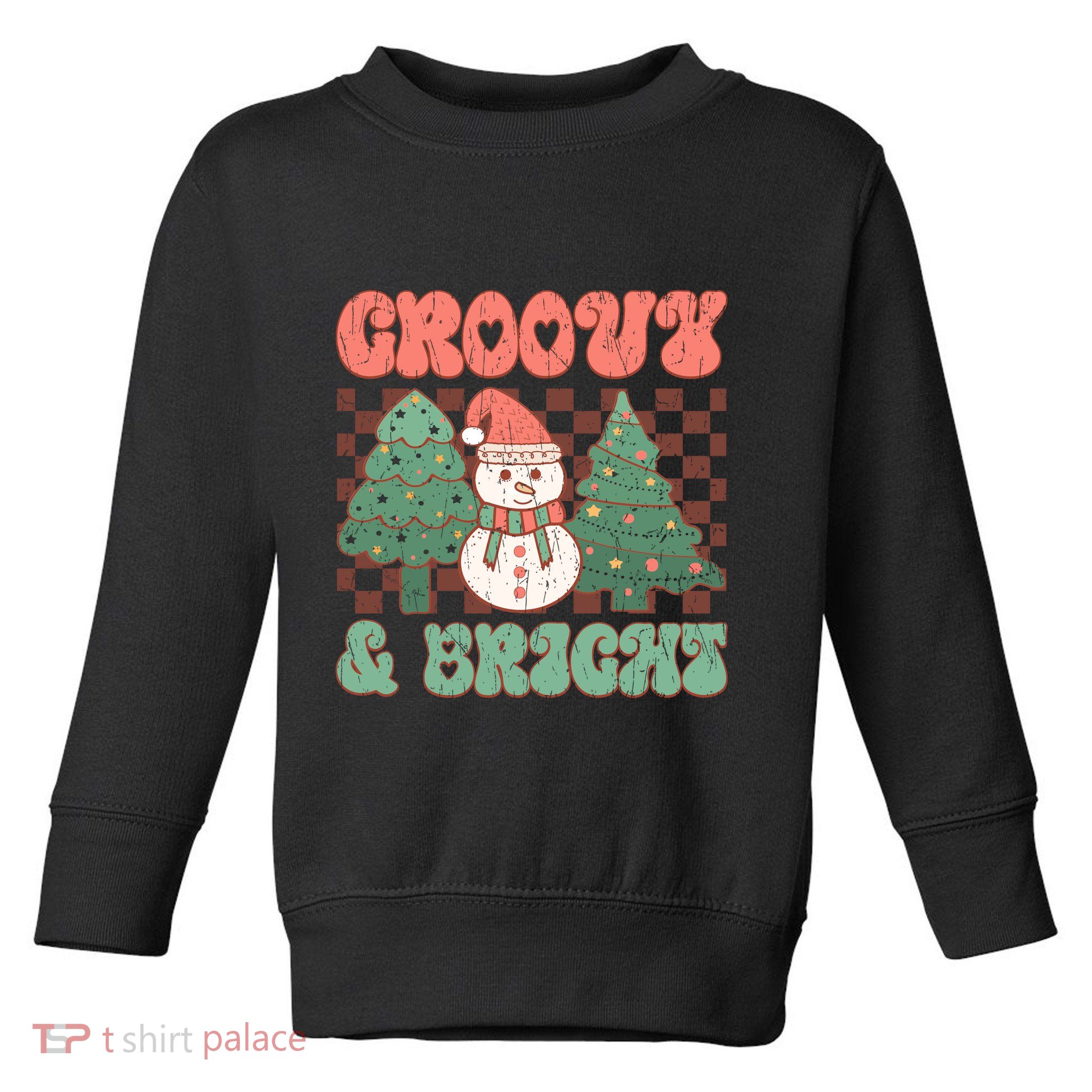 Groovy And Bright Snowman Christmas Tree Toddler Sweatshirt