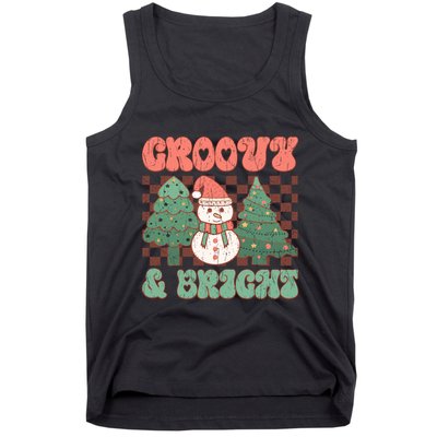 Groovy And Bright Snowman Christmas Tree Tank Top