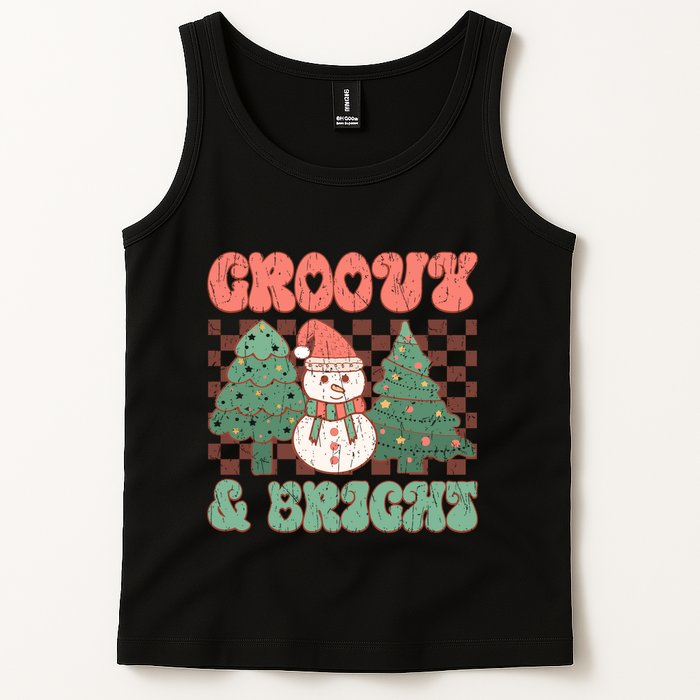 Groovy And Bright Snowman Christmas Tree Tank Top
