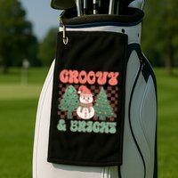 Groovy And Bright Snowman Christmas Tree Golf Towel
