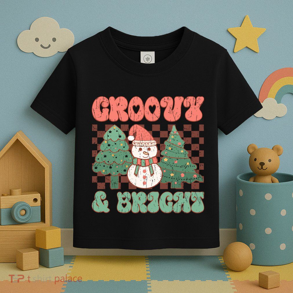 Groovy And Bright Snowman Christmas Tree Toddler T-Shirt
