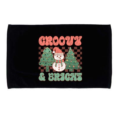 Groovy And Bright Snowman Christmas Tree Microfiber Hand Towel