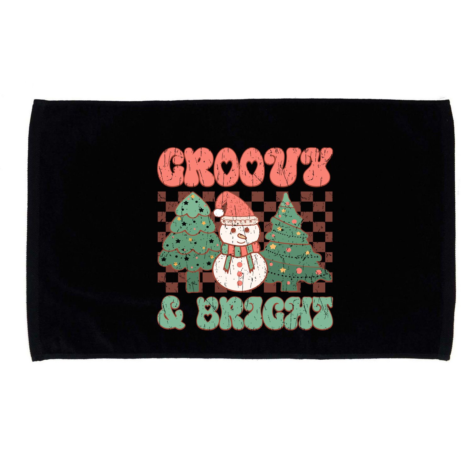 Groovy And Bright Snowman Christmas Tree Microfiber Hand Towel
