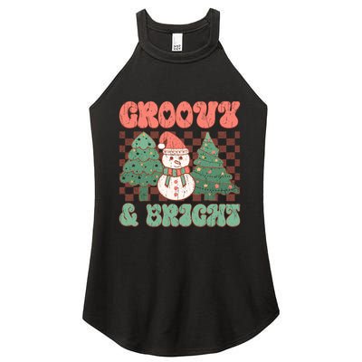 Groovy And Bright Snowman Christmas Tree Women's Perfect Tri Rocker Tank