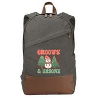 Groovy And Bright Snowman Christmas Tree Cotton Canvas Backpack