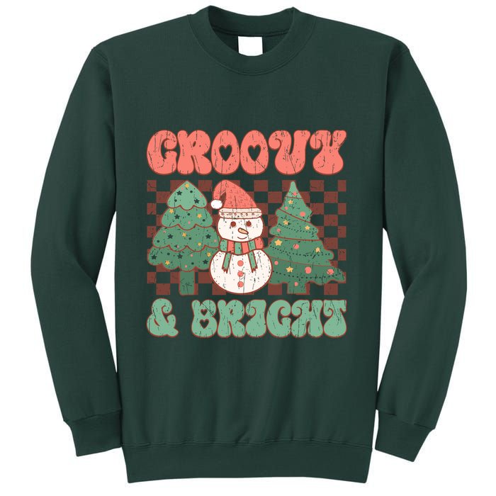 Groovy And Bright Snowman Christmas Tree Sweatshirt