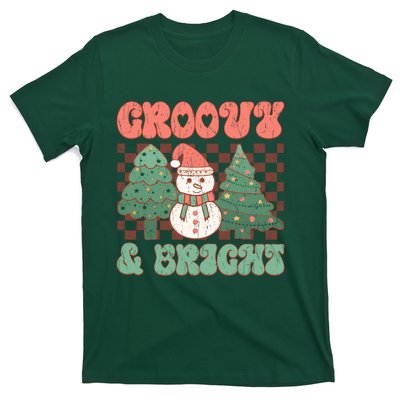 Groovy And Bright Snowman Christmas Tree T-Shirt