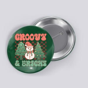 Groovy And Bright Snowman Christmas Tree Button