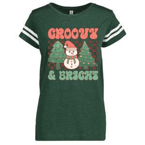 Groovy And Bright Snowman Christmas Tree Enza Ladies Jersey Football T-Shirt