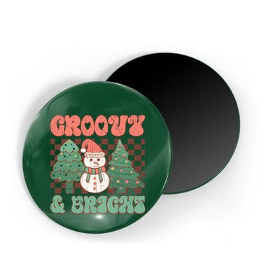 Groovy And Bright Snowman Christmas Tree Magnet