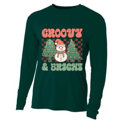 Groovy And Bright Snowman Christmas Tree Cooling Performance Long Sleeve Crew