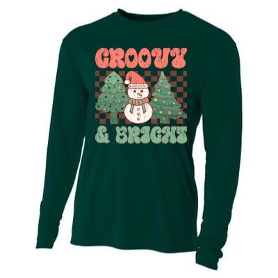 Groovy And Bright Snowman Christmas Tree Cooling Performance Long Sleeve Crew