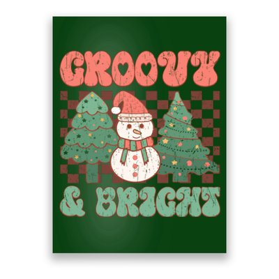 Groovy And Bright Snowman Christmas Tree Poster