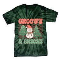 Groovy And Bright Snowman Christmas Tree Tie-Dye T-Shirt