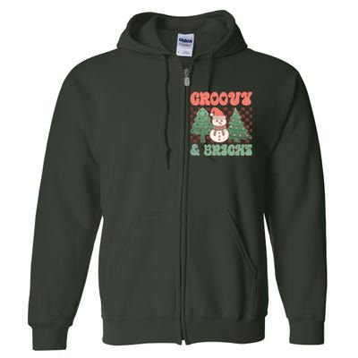 Groovy And Bright Snowman Christmas Tree Full Zip Hoodie