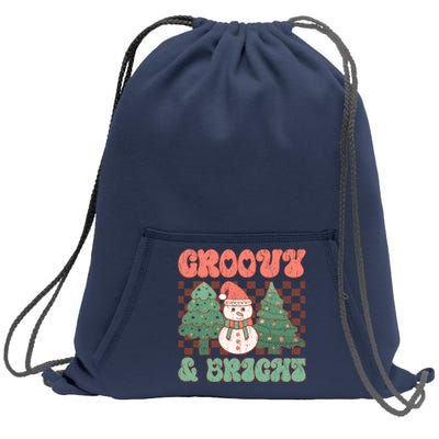 Groovy And Bright Snowman Christmas Tree Sweatshirt Cinch Pack Bag