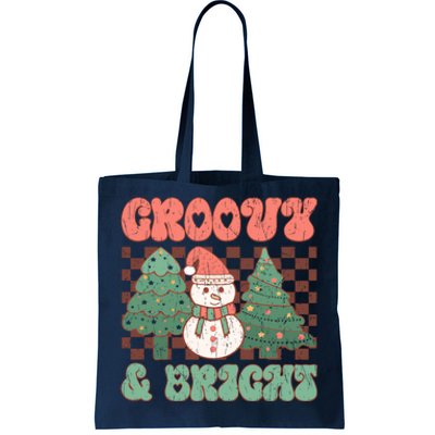 Groovy And Bright Snowman Christmas Tree Tote Bag