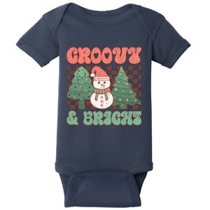 Groovy And Bright Snowman Christmas Tree Baby Bodysuit