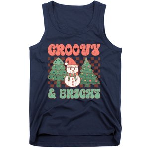 Groovy And Bright Snowman Christmas Tree Tank Top