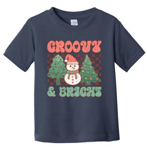 Groovy And Bright Snowman Christmas Tree Toddler T-Shirt