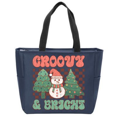 Groovy And Bright Snowman Christmas Tree Zip Tote Bag