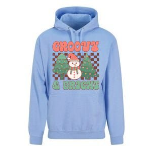 Groovy And Bright Snowman Christmas Tree Unisex Surf Hoodie