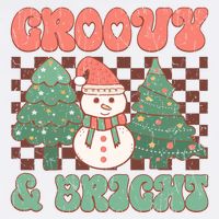 Groovy And Bright Snowman Christmas Tree Garment-Dyed Sweatshirt