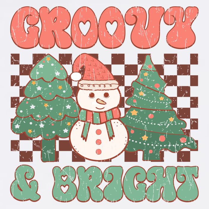Groovy And Bright Snowman Christmas Tree Garment-Dyed Sweatshirt
