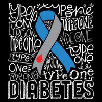 Grey And Blue Ribbon Typography Type 1 Diabetes Awareness T-Shirt