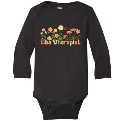 Groovy Applied Behavior Analysis Therapist Flowers Baby Long Sleeve Bodysuit