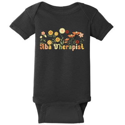 Groovy Applied Behavior Analysis Therapist Flowers Baby Bodysuit